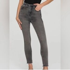 Good American 10/30 Good Curve Skinny Crop Jeans Frayed Denim